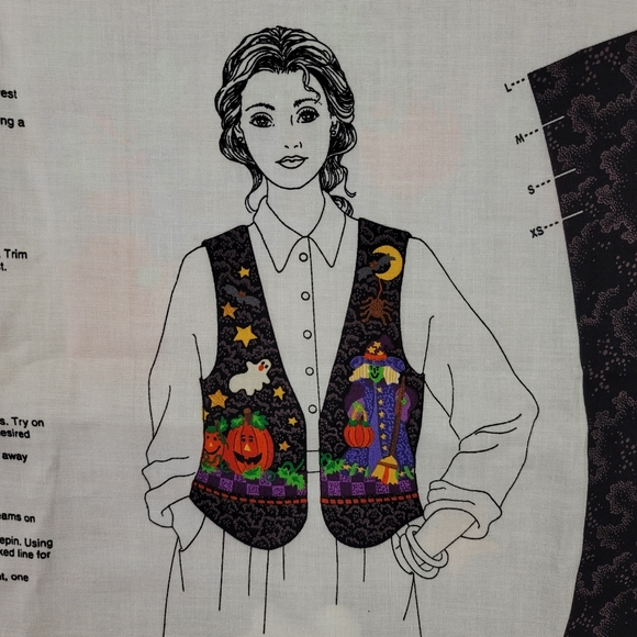 Cut & Sew Vest Fabric Panel A LITTLE BIT SPOOKY - Picture 8 of 16